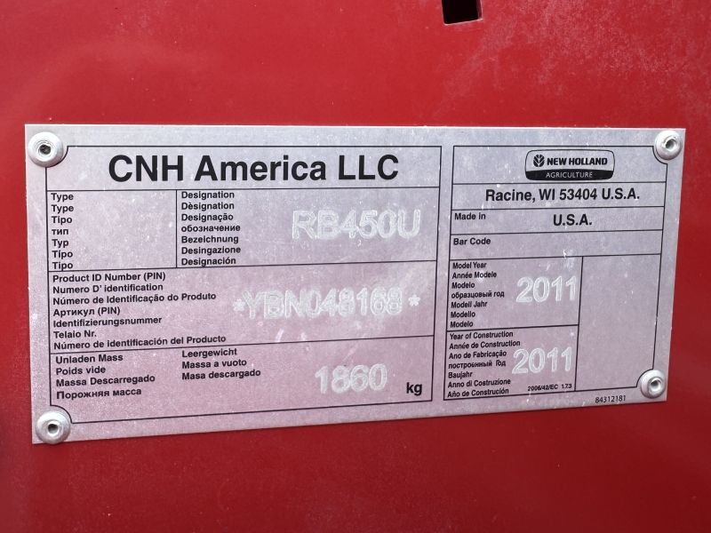 2011 New Holland RB450U round baler at Baker & Sons Equipment in Ohio