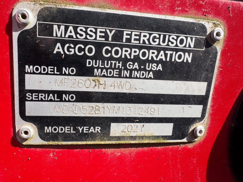 2021 Massey Ferguson 2607H tractor at Baker & Sons Equipment in Ohio