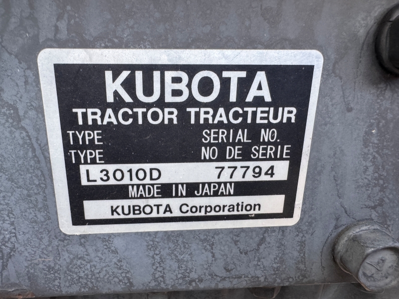 2001 Kubota L3010 tractor for sale at Baker and Sons Equipment in Ohio.