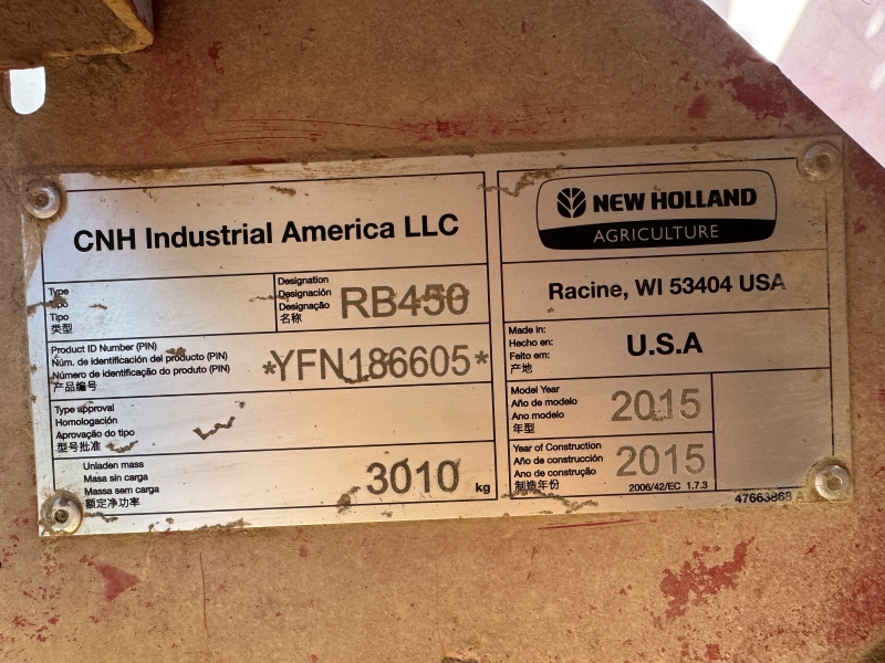 2015 New Holland RB450 round baler at Baker and Sons Equipment in Ohio