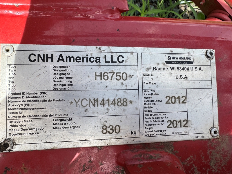 2012 New Holland H6750 disc mower for sale at Baker and Sons in Ohio