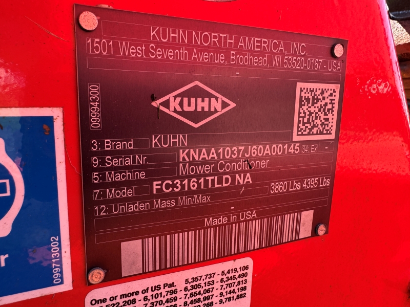 2022 Kuhn FC3161TLD disc mower conditioner in stock at Baker and Sons in ohio