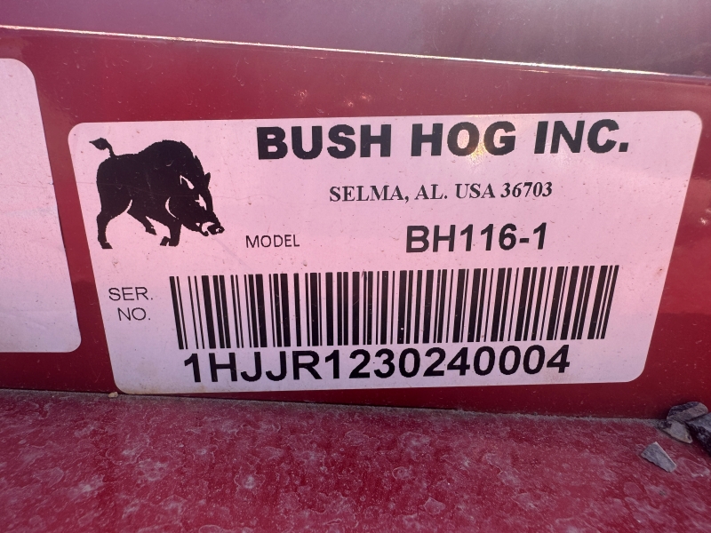 2023 Bush Hog BH116 rotary mower for sale at Baker & Sons in Ohio